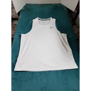 Nike Running Dri Fit Tank Shirt Mens Extra Large White Sleeveless Running Race